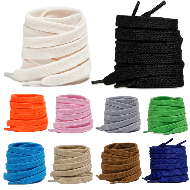 0,8 cm breite, einfarbige Unisex-Schnürsenkel, flache, hochwertige Baumwollschnürsenkel, geeignet für eine Vielzahl von Schuhen, 1 Paar/3 Paar Image