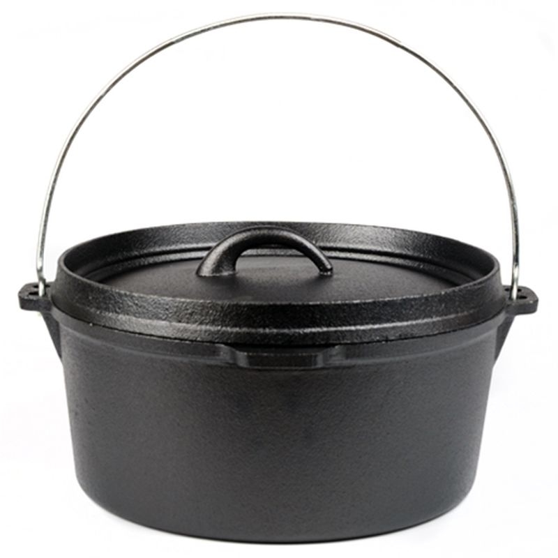DELUKE Dutch Oven SNOW 7,5L Gusseisen Schwarz 17x33x35cm Feuertopf Gusseisener Topf Kochtopf Image