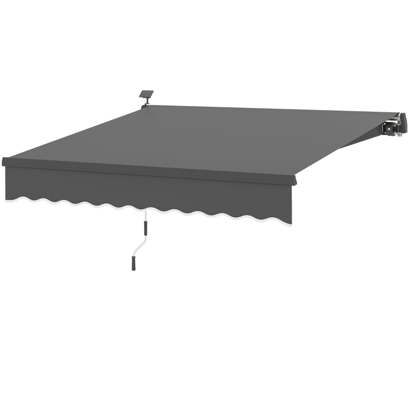 MODFU Gelenkarmmarkise Aluminium Grau 295x250 cm, ausziehbar, mit Solar-LEDs, Handkurbel und verstellbarer Neigung Image
