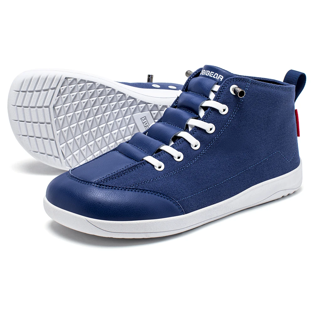 HOBIBEAR Mid-Top-Leinwandstiefel, Unisex, Barfuß, breite Breite, minimalistische Schuhe, Zero-Drop Trail Running-Sneaker