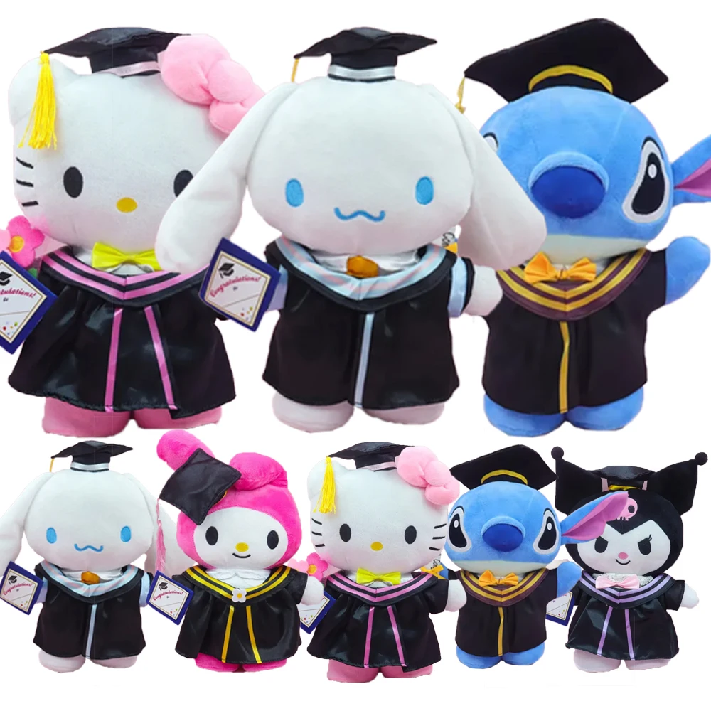 Anime Plüsch 25 cm Cinnamoroll My Melody Kuromi Hello Kitty Abschluss Plüschpuppe Kawaii Weiche Angefüllte Abschlussgeschenke