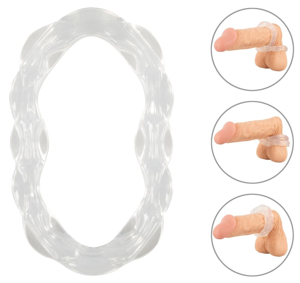 beau coeur - Anello per il pene e la sfera Elastico con manico testuri