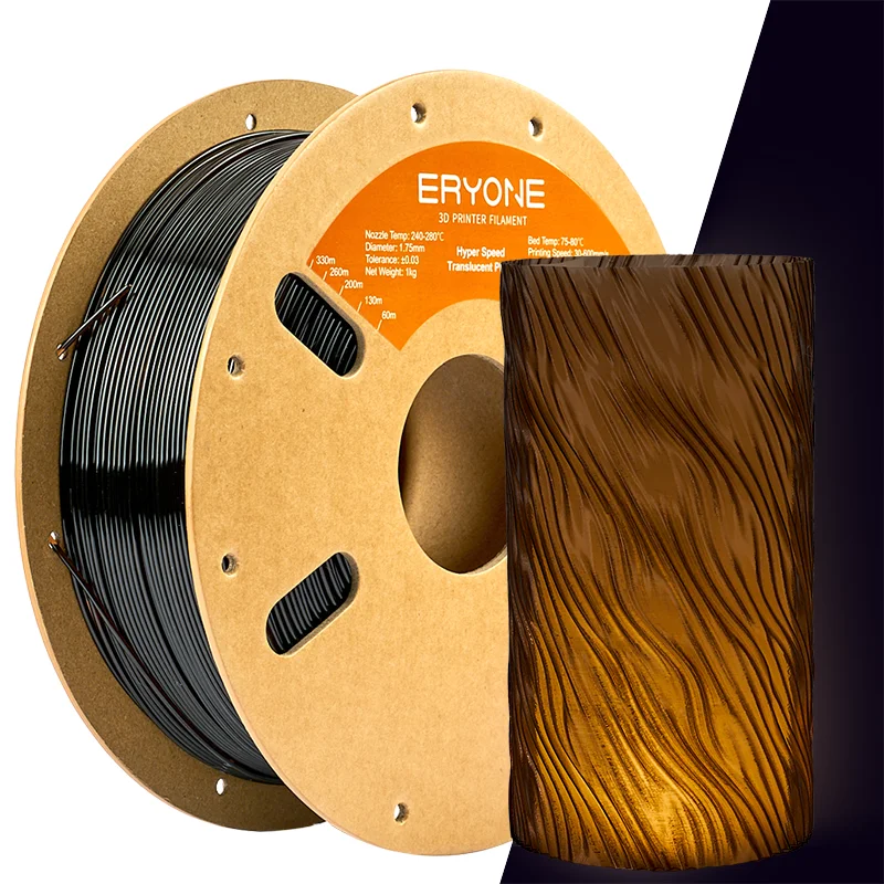ERYONE 1 kg PETG Hochgeschwindigkeits-Transparent-Serie 3D-Druckfilament, mehrfarbig erhältlich, maximale Druckgeschwindigkeit 500 mm/s, 1 kg/Spule Image