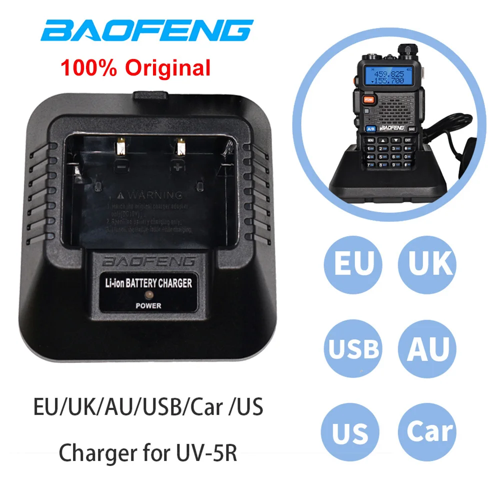 Original Baofeng UV-5R EU/US/UK/USB/Auto Batterie Ladegerät Zwei Weg Radio UV5R DM-5R Ladegerät Baofeng Walkie Talkie UV-5R Zubehör Image
