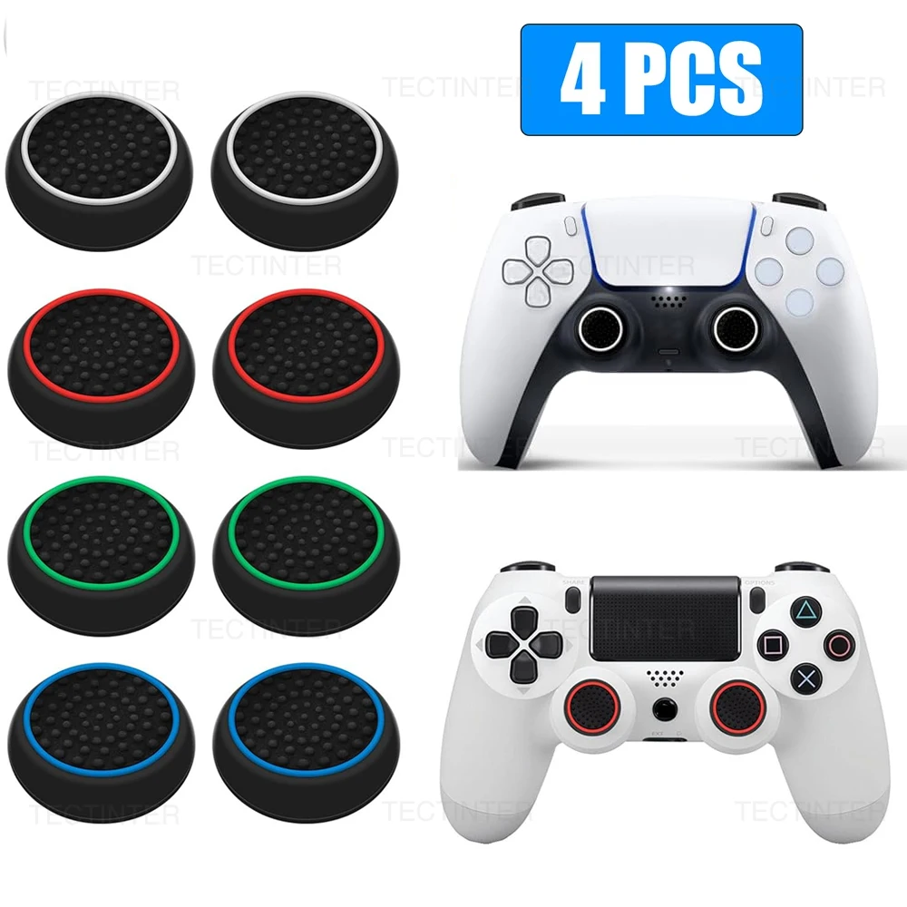 4 Stück Silikon-Analogstick-Griffkappen für PS5/PS4/PS3/Switch 2 Abdeckungen für Xbox One/Xbox Series X S/Xbox 360 Controller Image