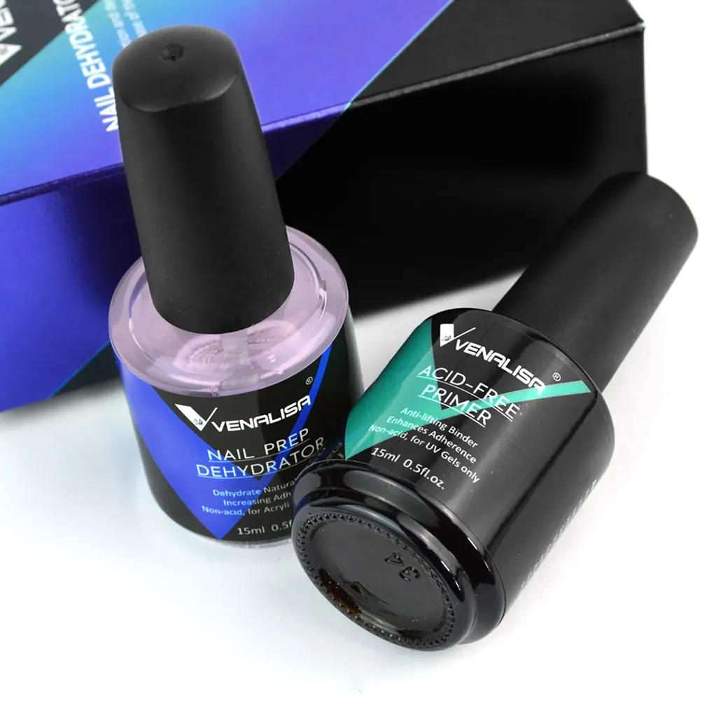 VENALISA Nagel-Dehydrator & säurefreies Primer-Kit 15ml – Anti-Lifting, schnelltrocknend für UV-LED-Gel-Lack, Acryl-Nagelvorbereitung, DIY-Salon Image