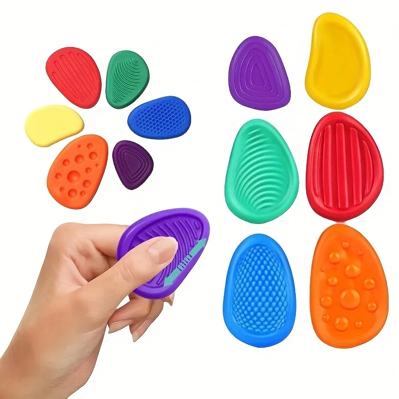 6er-Set sensorische Textur-Stresssteine – weiche, lustige Fidget-Spielzeuge für Kinder und Erwachsene, Autismus, ruhige Stress- und Angstlinderung, tragbares Handspielzeug, Geschenk Image