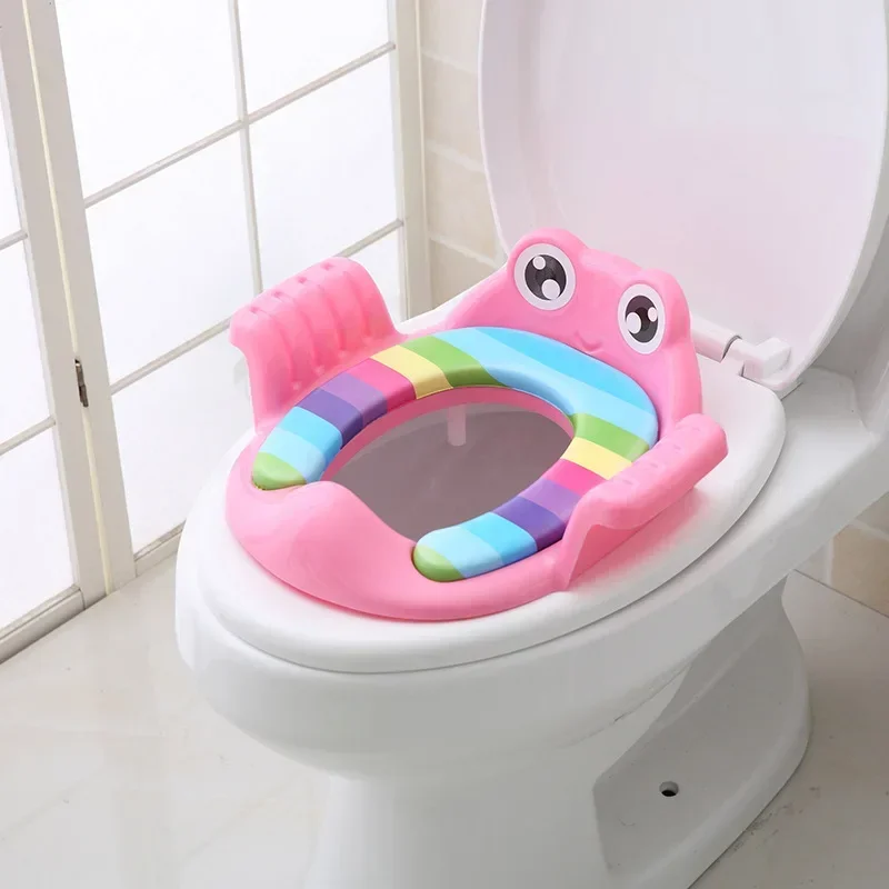 vvocci Toilettensitz für Kinder, Kinder-Toilettentrainer-Sitz, Tritthocker, Leiter, verstellbarer Trainingsstuhl, bequem, Cartoon-Motiv, niedlich