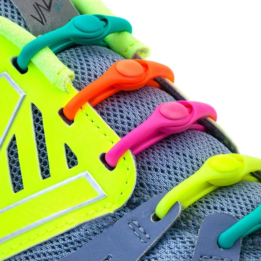 12 Stück flache Silikon-Schnürsenkel ohne Krawatte, elastische Schnürsenkel, Turnschuhe, Erwachsene, Kinder, faule Schnürsenkel für Schuhe, Gummi-Schnürsenkel Image