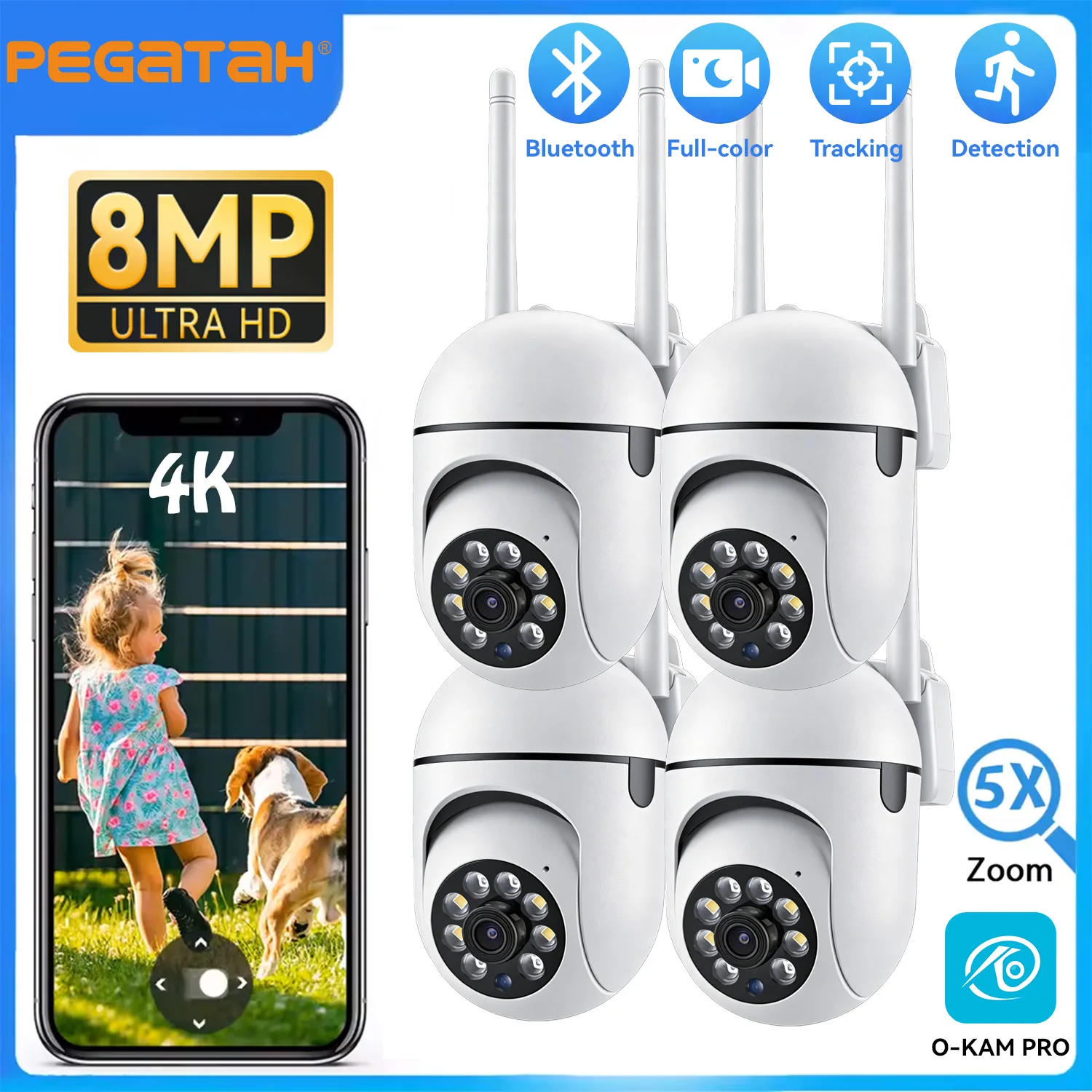 2,4G 8MP Kameras Wifi Video Überwachung IP Indoor Sicherheit Schutz Monitor 5,0X Zoom Hause Drahtlose Track Alarm O-Kam pro Image