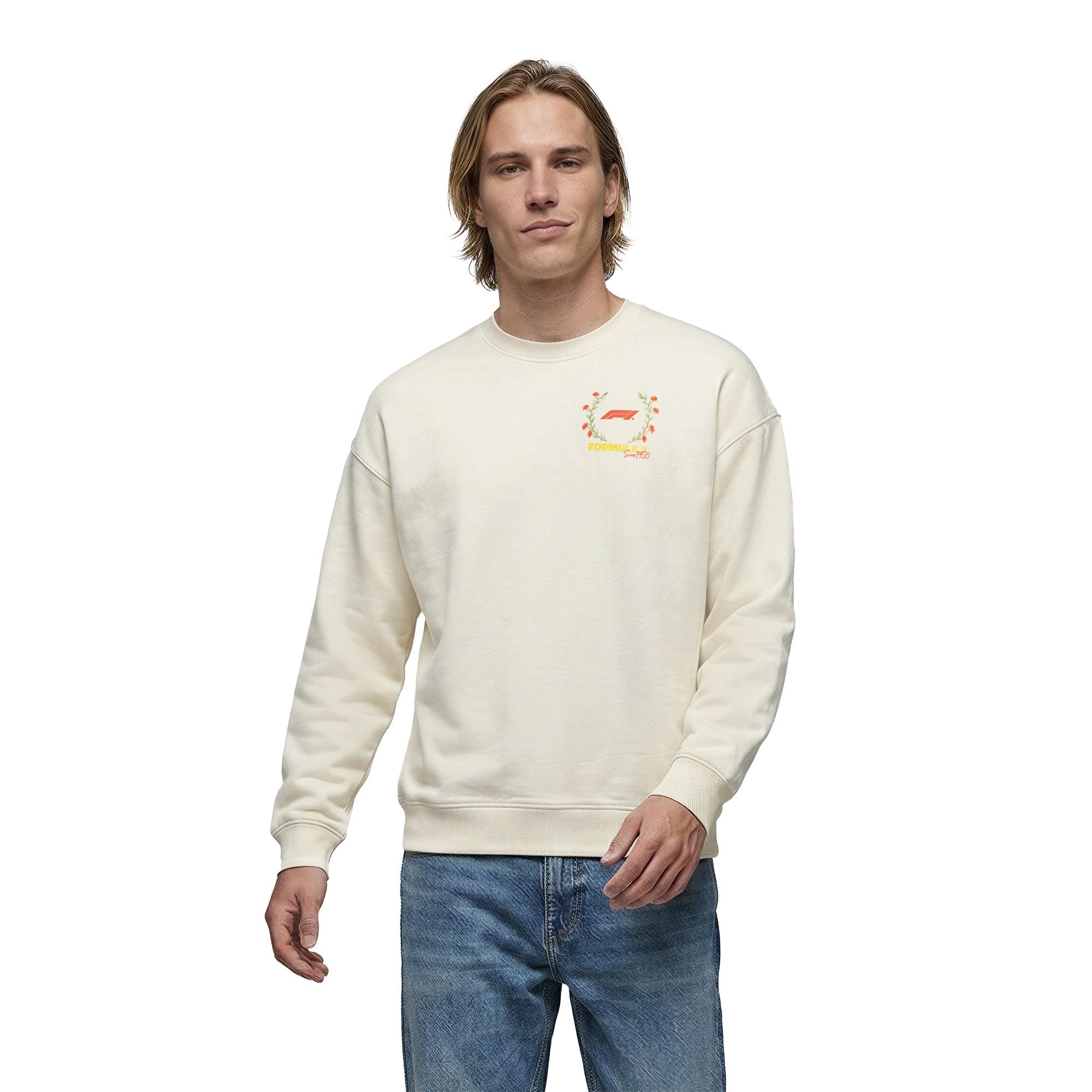 Sweat-shirt graphique rétro Formule 1 - Blanc cassé - unisexe Taille: XS