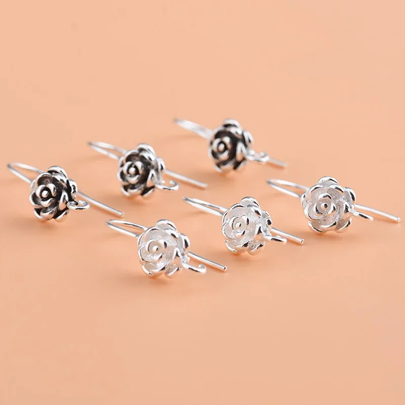 S925 Sterling Silber Thai Silber Ohrring Zubehör Vintage Blume Ohr Haken Handgemachte DIY Ohr Ohrringe Zubehör