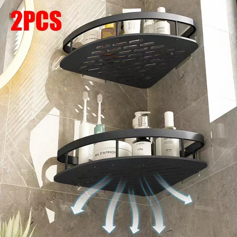 Étagère de salle de bain sans perçage, étagère d'angle de douche, étagère en aluminium pour shampoing, rangement pour accessoires de douche, accessoires de salle de bain, salle de bain 2030