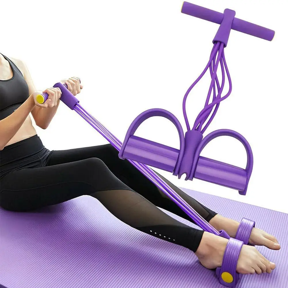 6-teiliges elastisches Yoga-Pedalzugband, Widerstandsband, Trainings-Zugseil für Bauch-/Taillen-/Bein-Dehnung, Schlankheitstraining Image