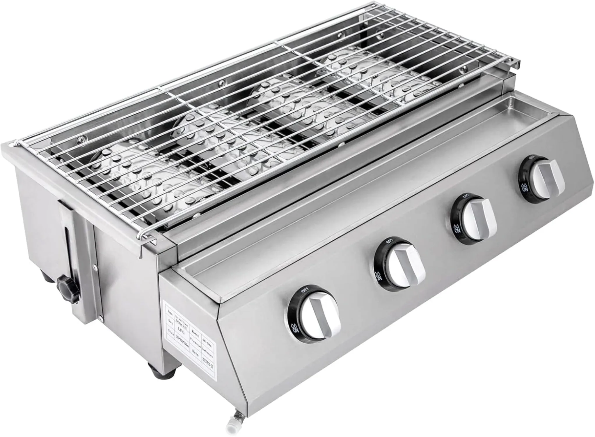 Barbecue à gaz 4 brûleurs, barbecue portable de table, barbecue de camping portable, barbecue à gaz en acier inoxydable, barbecue à gaz, réchaud à gaz d
