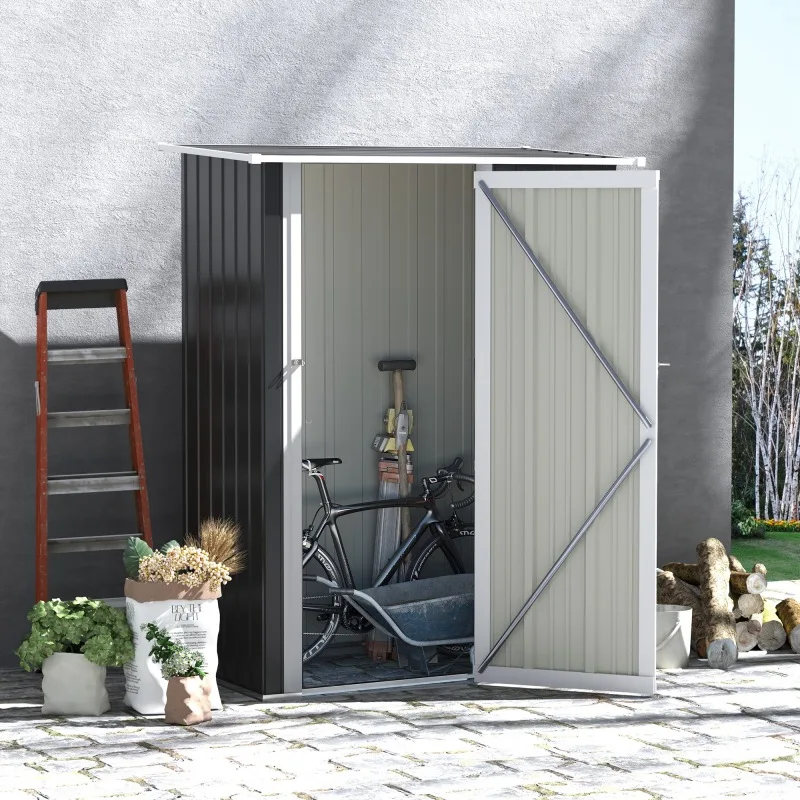 Abri de jardin/chalet 142x84x189 cm ​ ​ Abri de jardin / remise. Fabriqué en métal robuste, idéal pour ranger les outils agricoles dans une cour ou un jardin, et peut également servir de remise