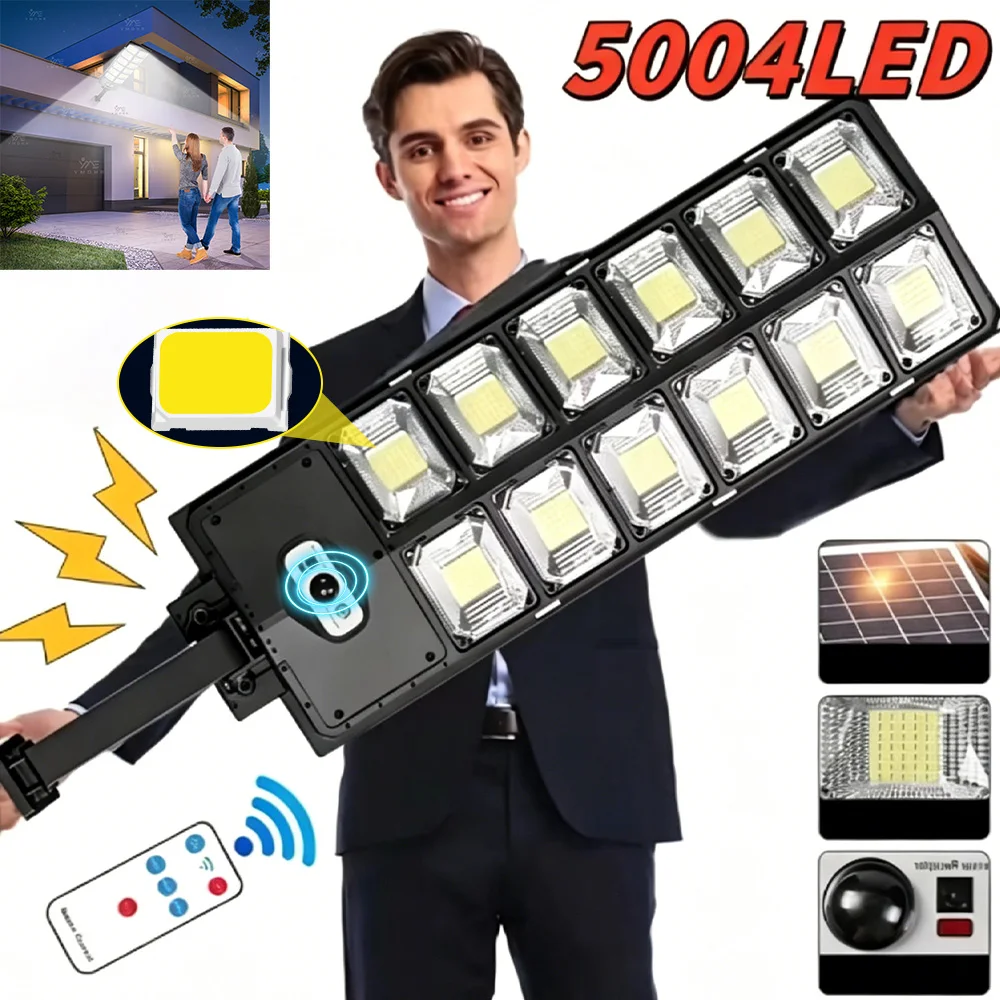 Lampes solaires LED 5004 pour extérieur, IP68, étanches, avec détecteur de mouvement, lampe murale solaire, lampe de jardin, lampe de ruelampe solaire extérieur guirlande extérieure solaire lumière