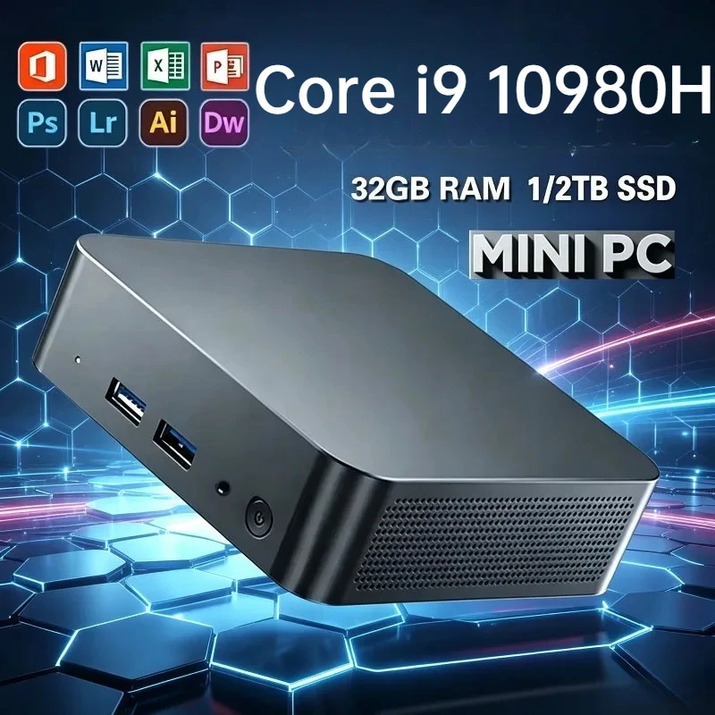 Studier-PC Büro-Gaming Mini HD 4K BT5.2 6 WIFI SSD 2TB 1TB RAM Core i9 10980H Pro 11 Windows PC MINI