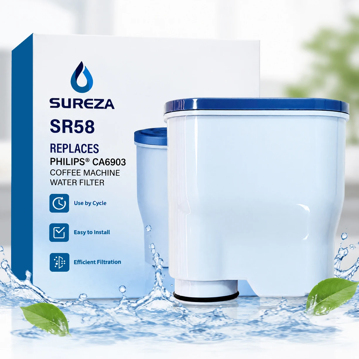 1 Stück Kaffeemaschinenfilter, kompatibel mit Philips AquaClean CA6903 Ersatzfilter, Anti-Kalk-Wasserfilter zur Verbesserung des Kaffeegeschmacks Image