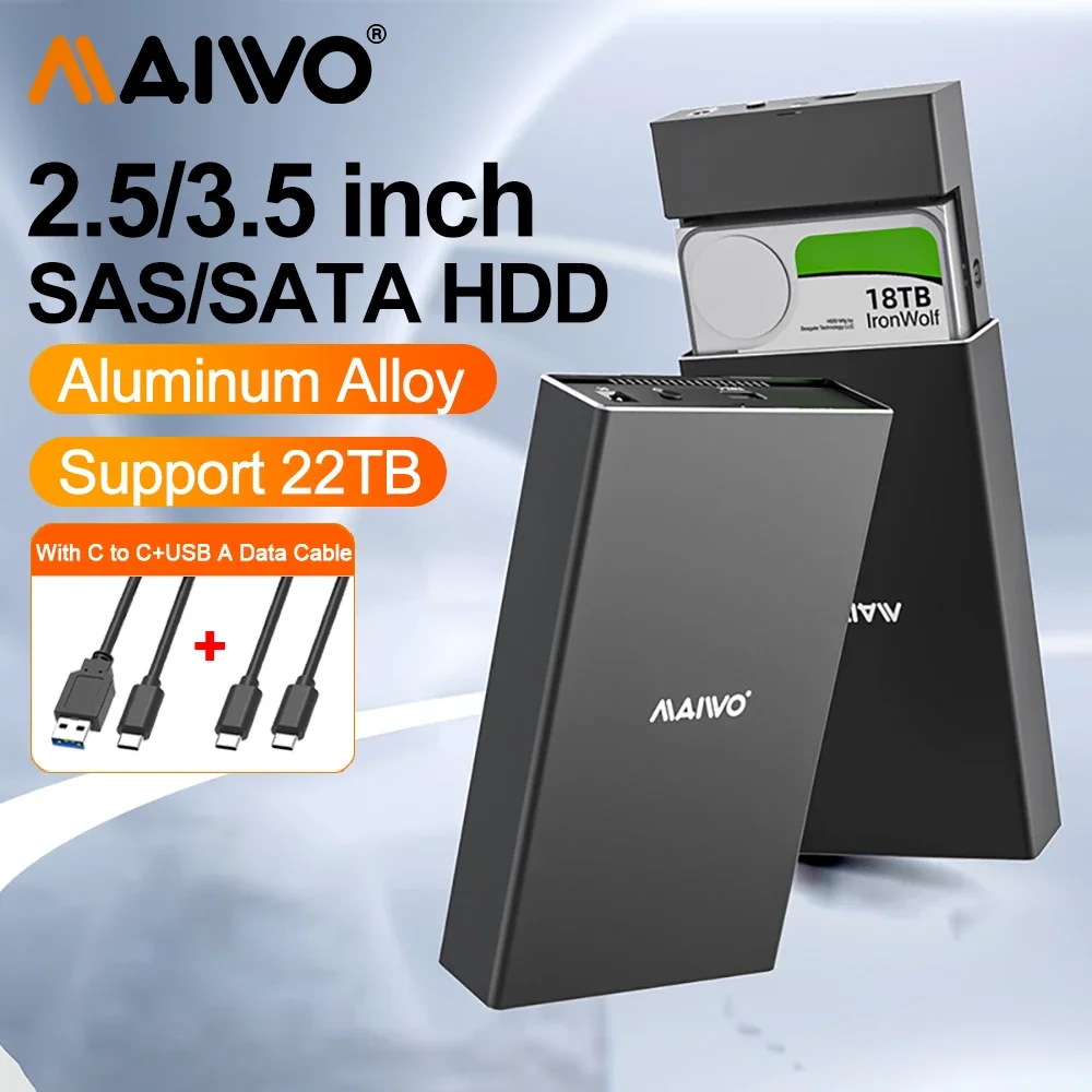 Boîtier de disque dur MAIWO SAS SATA USB3.1 Type-C SAS 2,5 et 3,5 pouces, station d