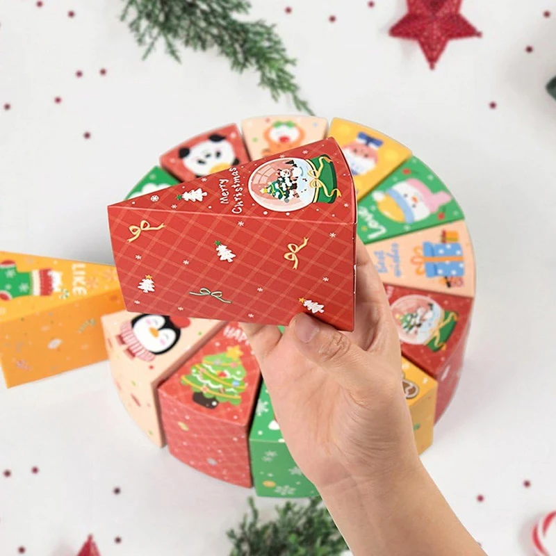 1Set 12 Stück DIY Weihnachten Advent Süßigkeiten-Boxen – Kuchenform Countdown-Geschenkboxen Weihnachten festliche Dekoration Geschenke Image