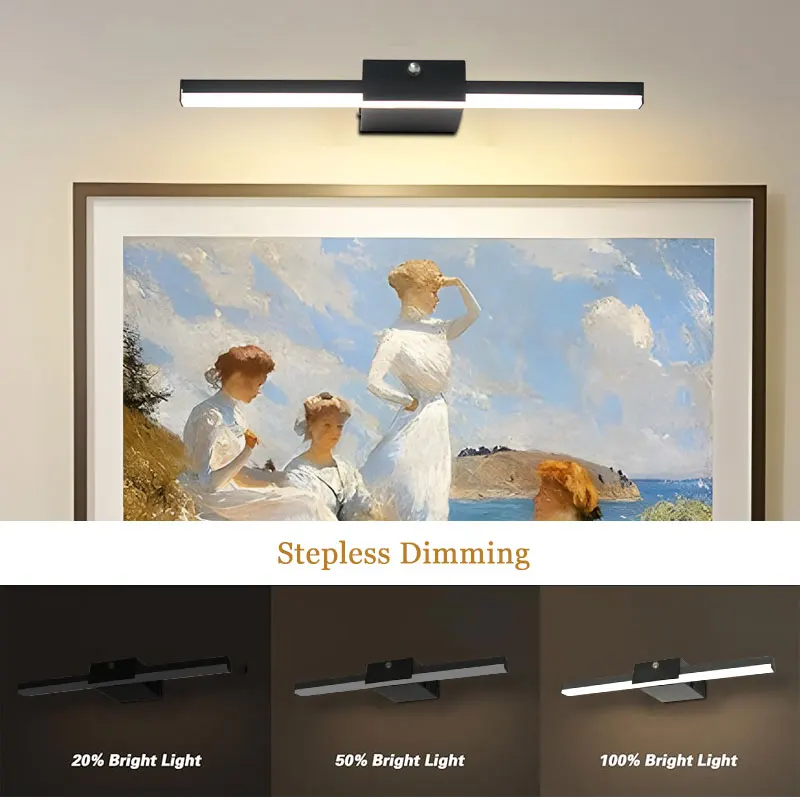 6000mAh Bildleuchte für Wand Batteriebetriebene Kunstbeleuchtung für Gemälde 3CCT Kabellose Dimmbare Touch-Schalter Wandleuchten