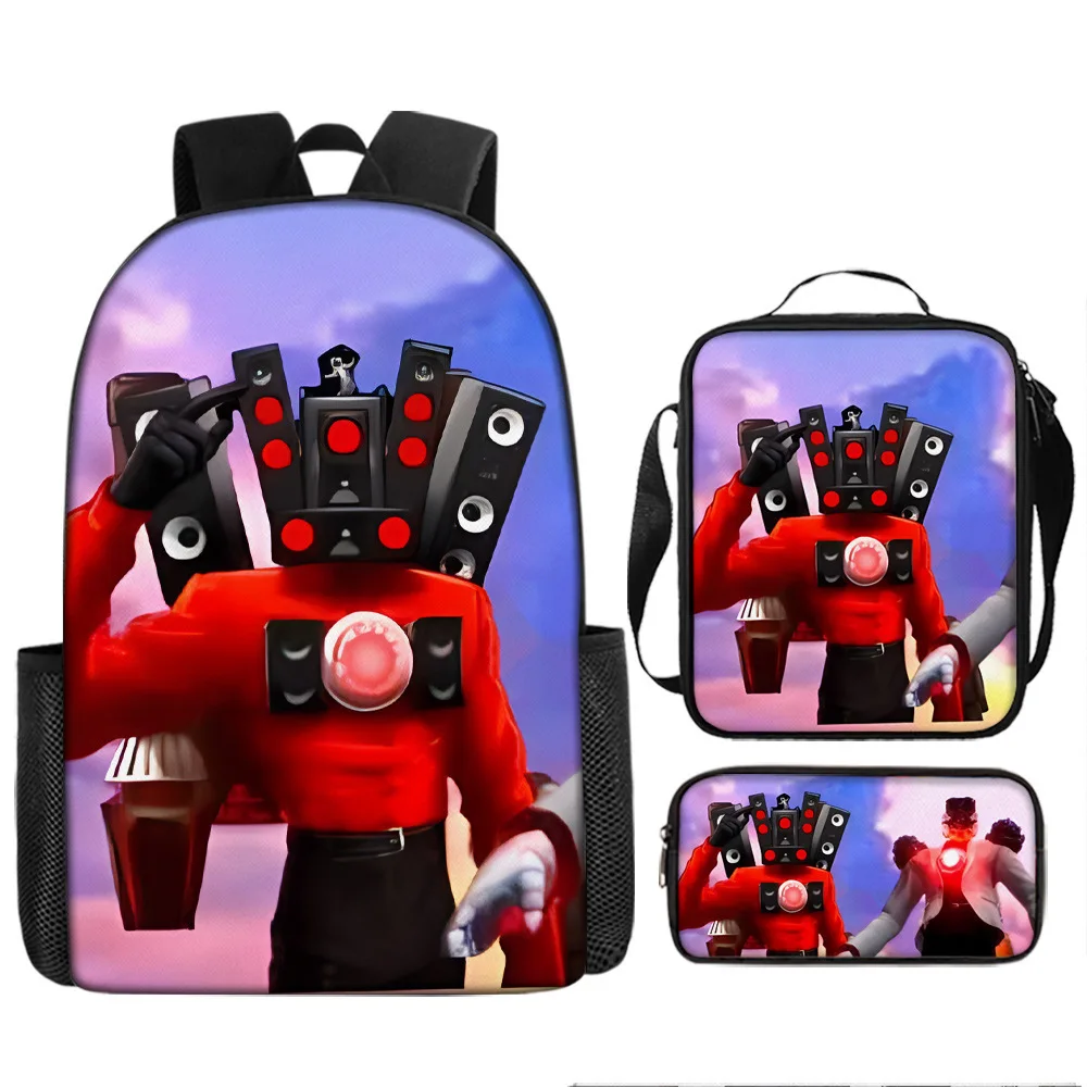 Skibidi toilette personne école 3 pièces ensemble garçons et filles sac à dos sac à bandoulière sac à crayons garçon et filles école sac à dos meilleur cadeau
