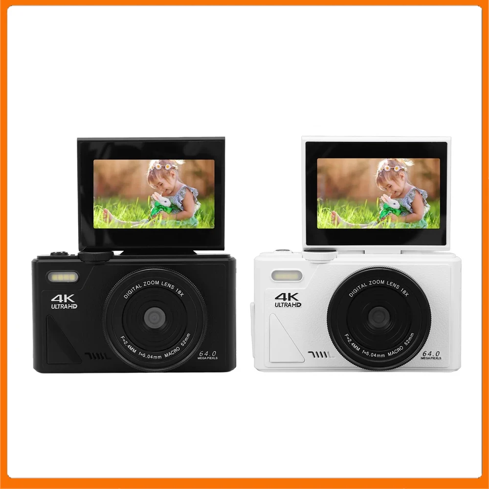 Appareil photo numérique compact rétro, appareil photo numérique portable, stabilisation, zoom 18x, écran 3 pouces, autofocus, UHD 4K pour la photographie de voyage