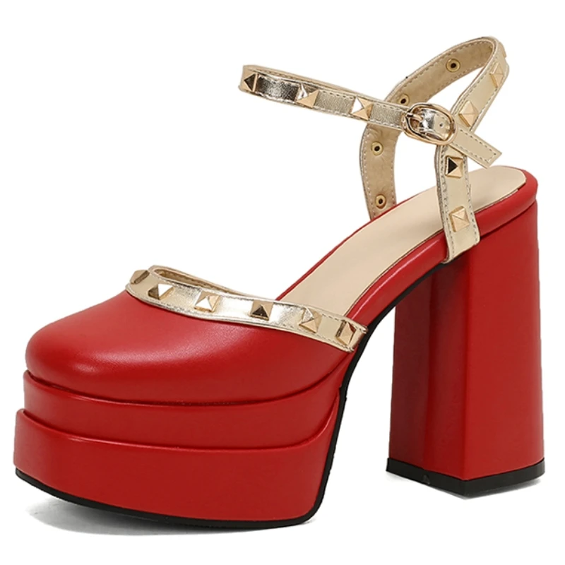 Luxuriöse High Heels Sommerschuhe für Damen Sandalen Plateau 2026 Große Größen 50 Geschlossene Zehenpartie Schwarz Weiß Rot Tanz- und Hochzeitsschuhe für Damen