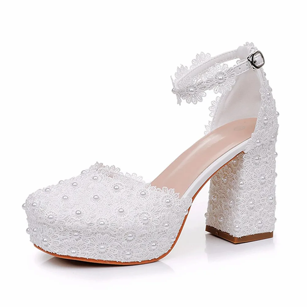 9 cm Plus Größe Schuhe für Frauen 34-42 Herbst Mode Frauen High Heels Pumps Runde Kappe Party Abend hochzeit Spitze Plattform Schuhe