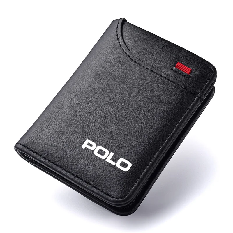 Porte-cartes de crédit avec emblème de voiture, petit portefeuille portable pour Volkswagen VW Polo 6R 6N 6N2 6C 9N 9N3 Rline R Line, accessoires VW Polo