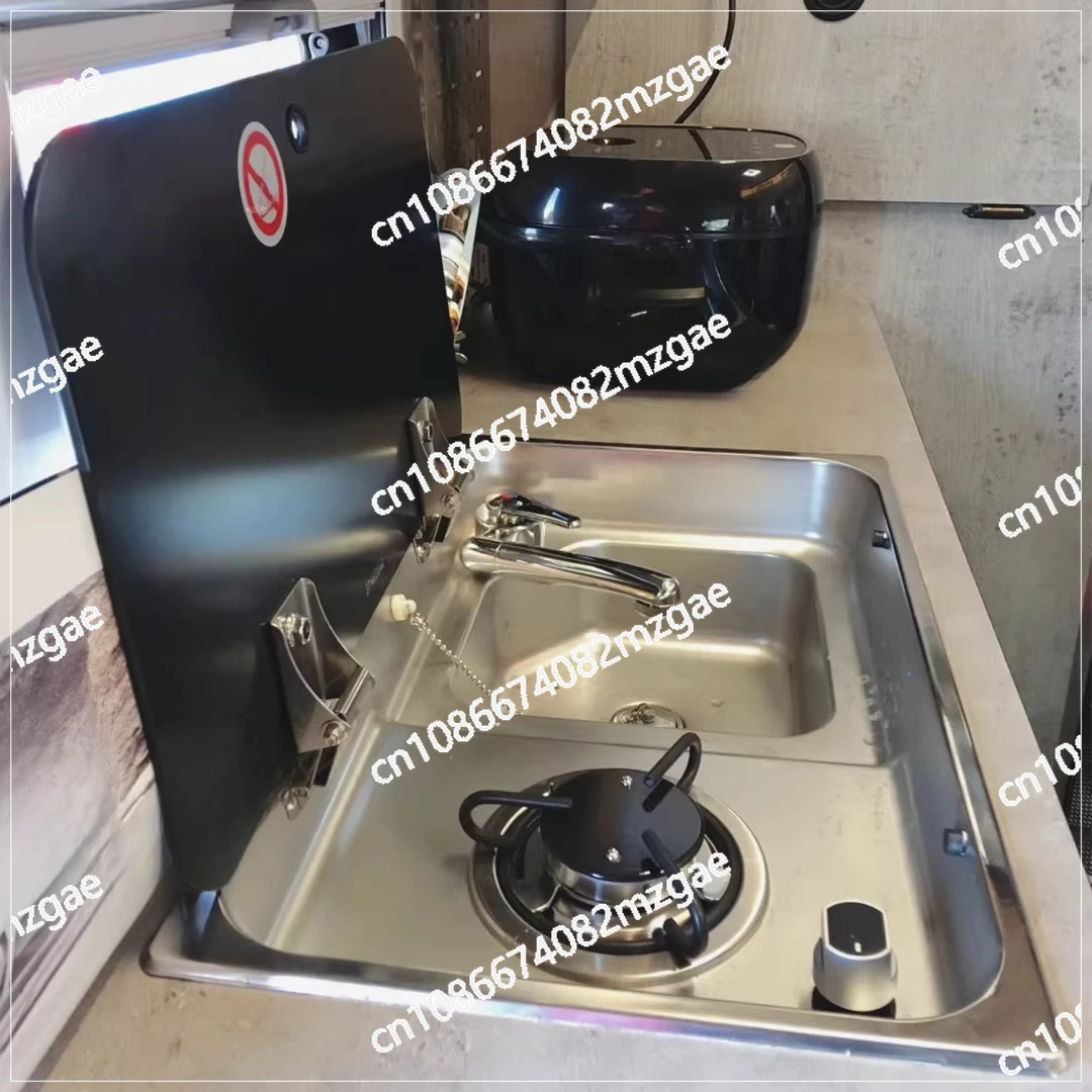 304 Edelstahl RV-Gasherd-Waschbecken-Set, modifiziertes Wohnzubehör für Anhänger, Kamelbett und Camping Image