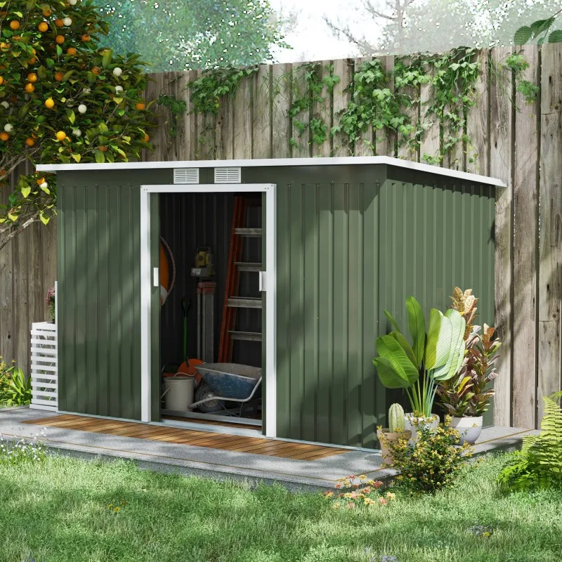 Abri de jardin/abri à outils 280 x 130 x 172 cm ​ ​ Abri de jardin / remise. Fabriqué en métal robuste, idéal pour ranger les outils agricoles dans une cour ou un jardin, et peut également servir de