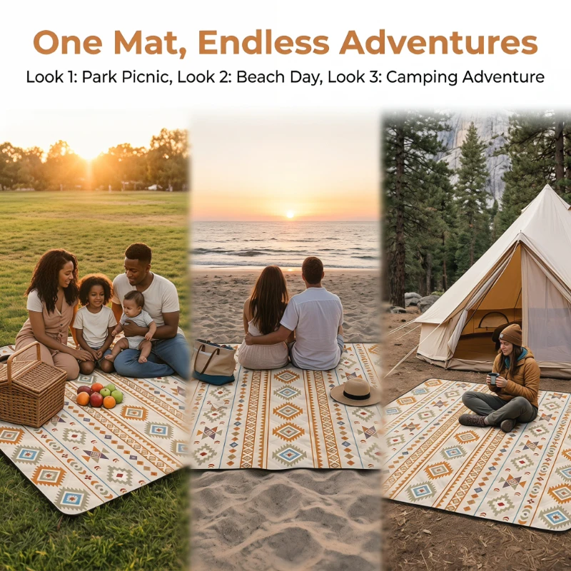 Tragbare 2x2m Karierte Picknickdecke Wasserdicht Sandabweisend Faltbar Leicht zu Reinigen Langlebig für Strand und Camping Image