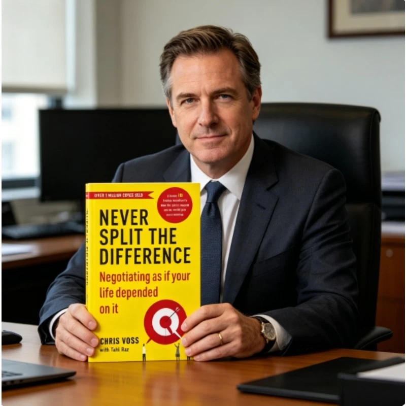 Never Split The Difference von Chris Voss, Bücher auf Englisch für Erwachsene, Verhandlungen, emotionale Intelligenz, Neuerscheinung Image
