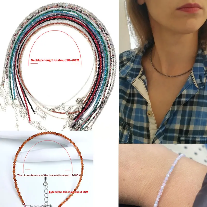 Mini-Facettierte Edelstein Perlen Halsketten Für Frauen Naturstein Colliers Kristall quarz Kette Handgemachte armband Yoga Schmuck Weibliche Image
