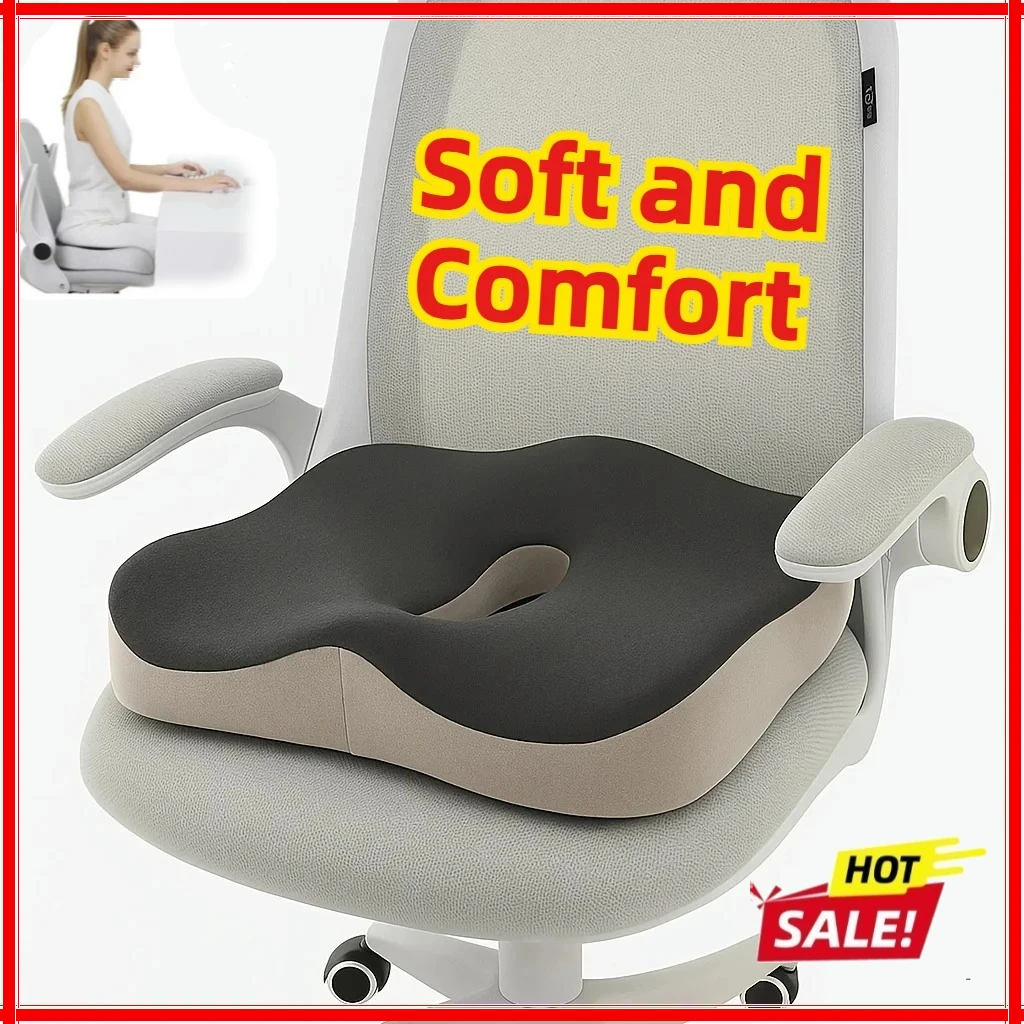Memory-Schaum Sitzkissen - 3D Ergonomische Unterstützung | Hellgrün & Grau, Waschbares Polyester, Auto-/Bürozubehör Image