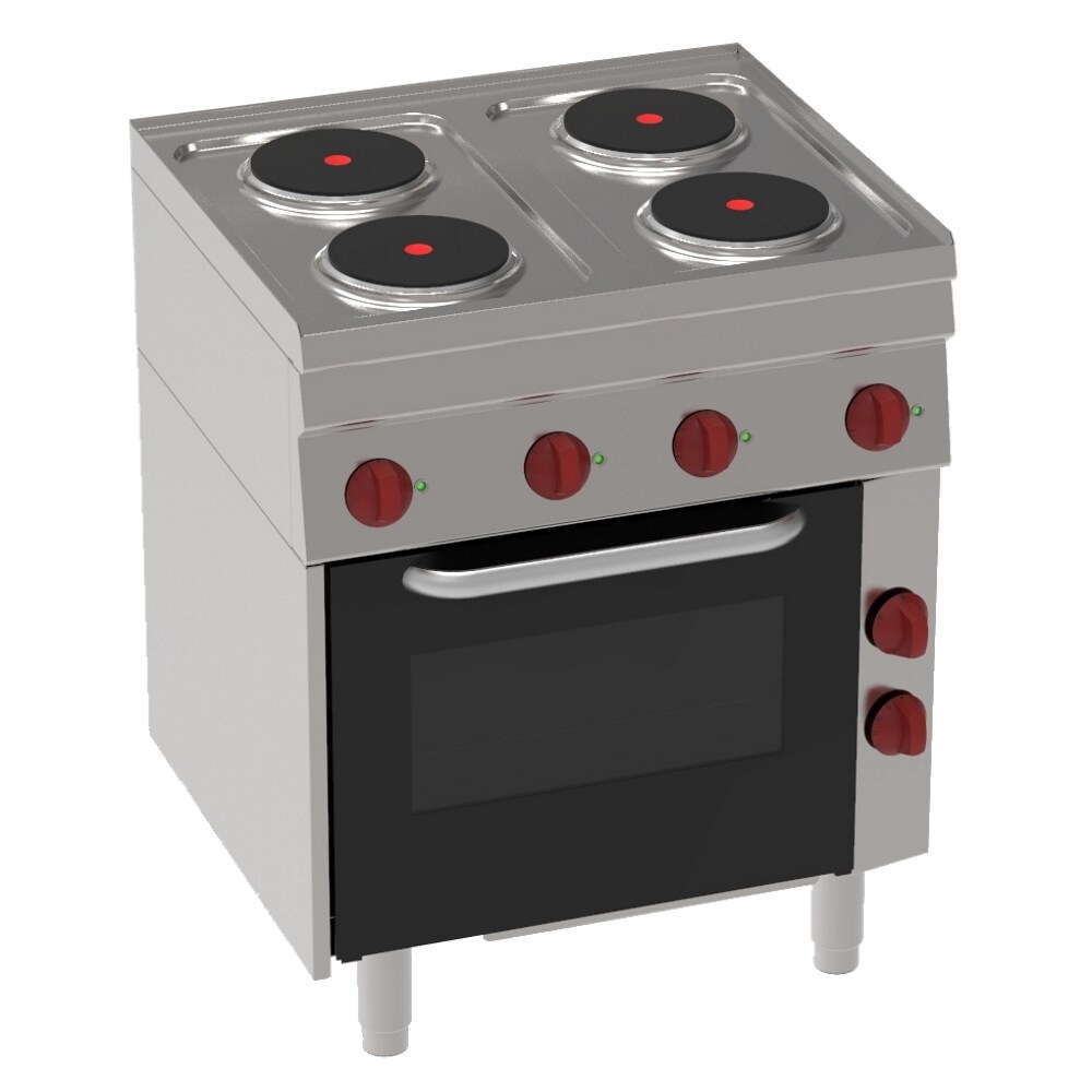 EURAST - Elektroherd mit 4 rundem kochplatten 1 elektrischer umluftofen 440x380 - 700x600x850 mm - 10500 W 400/3V - 42800611 Image