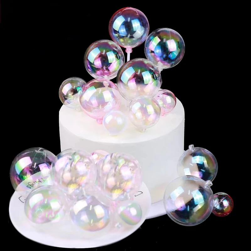 10 Stück bunte Kugel-Kuchenaufsätze, transparenter Ballon, Cupcake, DIY-Dekoration für Geburtstagsfeier, Hochzeitstag, Babyparty Image