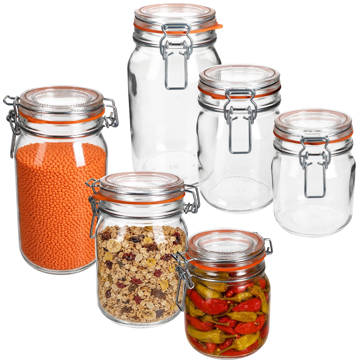 6er Set Odin Einmachglas 1,5L 1L 0,75L Bügelverschluss Vorratsglas luftdicht Image