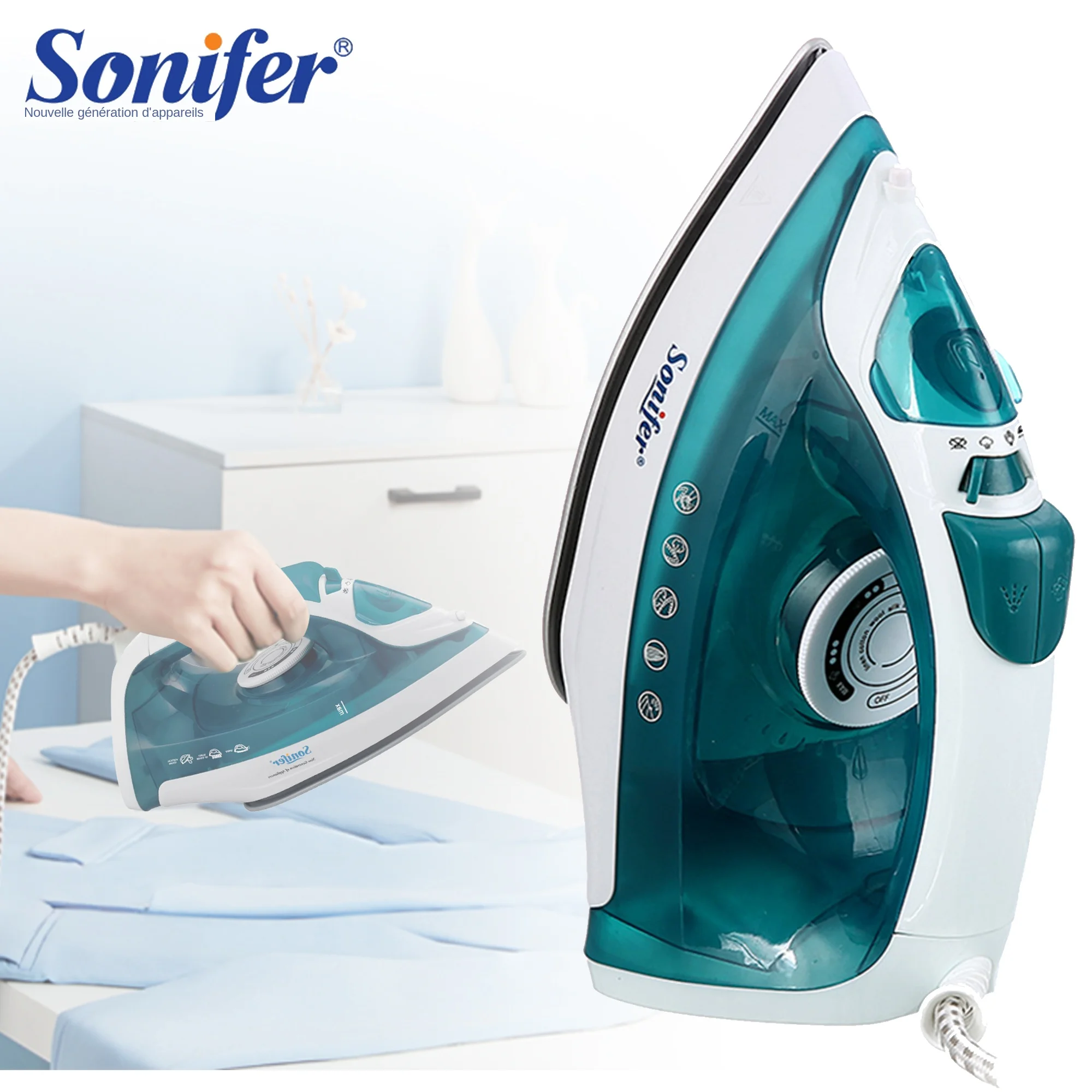 Fer électrique Portable Mini vêtement vapeur fer à vapeur pour vêtements fer réglable semelle en céramique fer pour repasser Sonifer