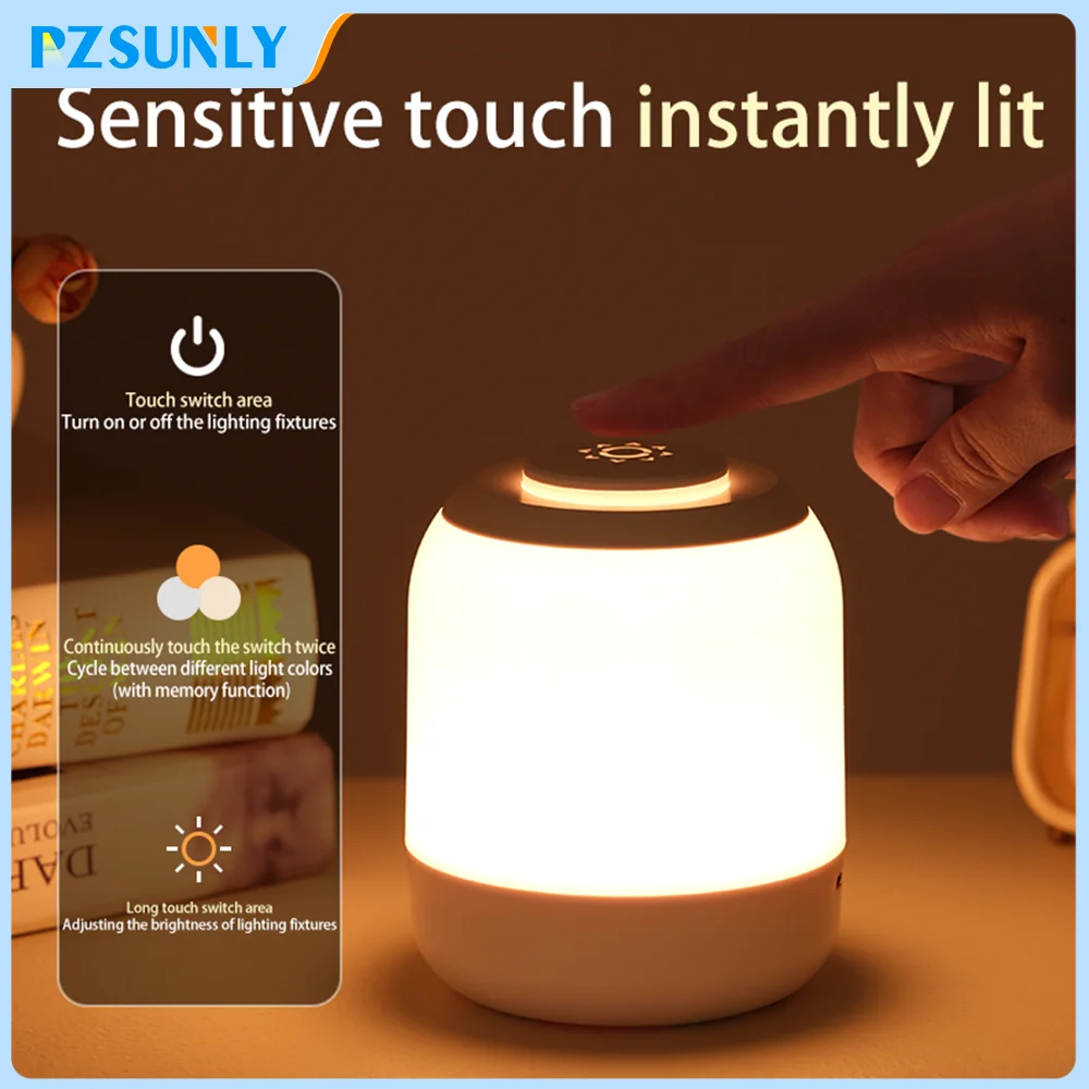 LED veilleuse lampe tactile lampe de Table lampe de chevet lampe de chambre avec capteur tactile lampe de bureau Portable lumière pour enfants cadeaux LED