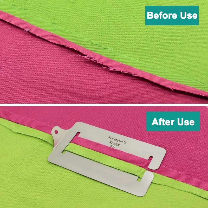 Outil de repassage et de ourletage, outil de ourletage de bord, tire-bord, outil de couture, outil de retournement d'angle, séparateur de couture en acier inoxydable
