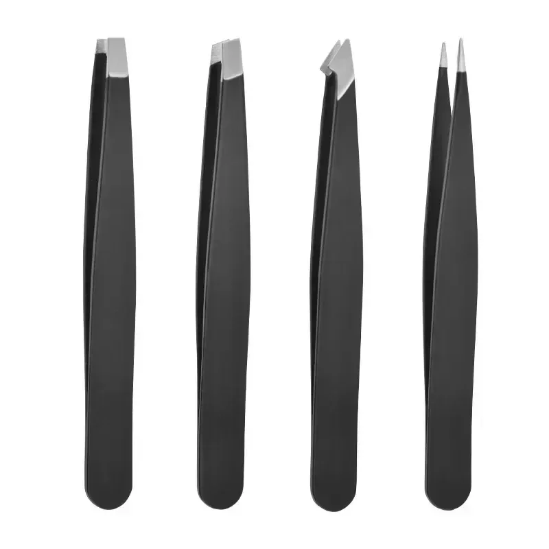Pincettes professionnelles pour sourcils, outils de maquillage, pincettes pour sourcils, accessoires de beauté, dissolvant de pinces à cheveux, 1/4 pièces