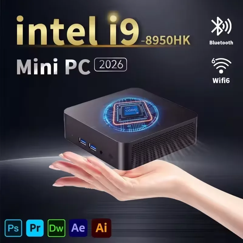 Mini PC de jeu de bureau Windows 11 Pro Intel Core i9 8950HK/Intel i3-6100U Mini PC 16 Go DDR4 1 To SSD PC Gamer Ordinateur Double WIFI 6 BT5.2 4K HD