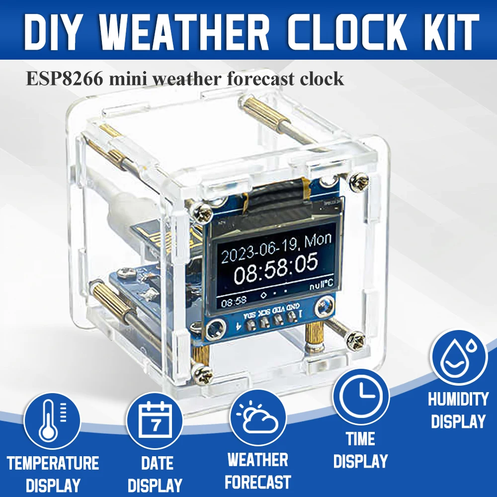 ESP8266 MINI horloge météo WIFI horloge numérique bricolage Kit de soudure électronique multifonctionnelle Station météo