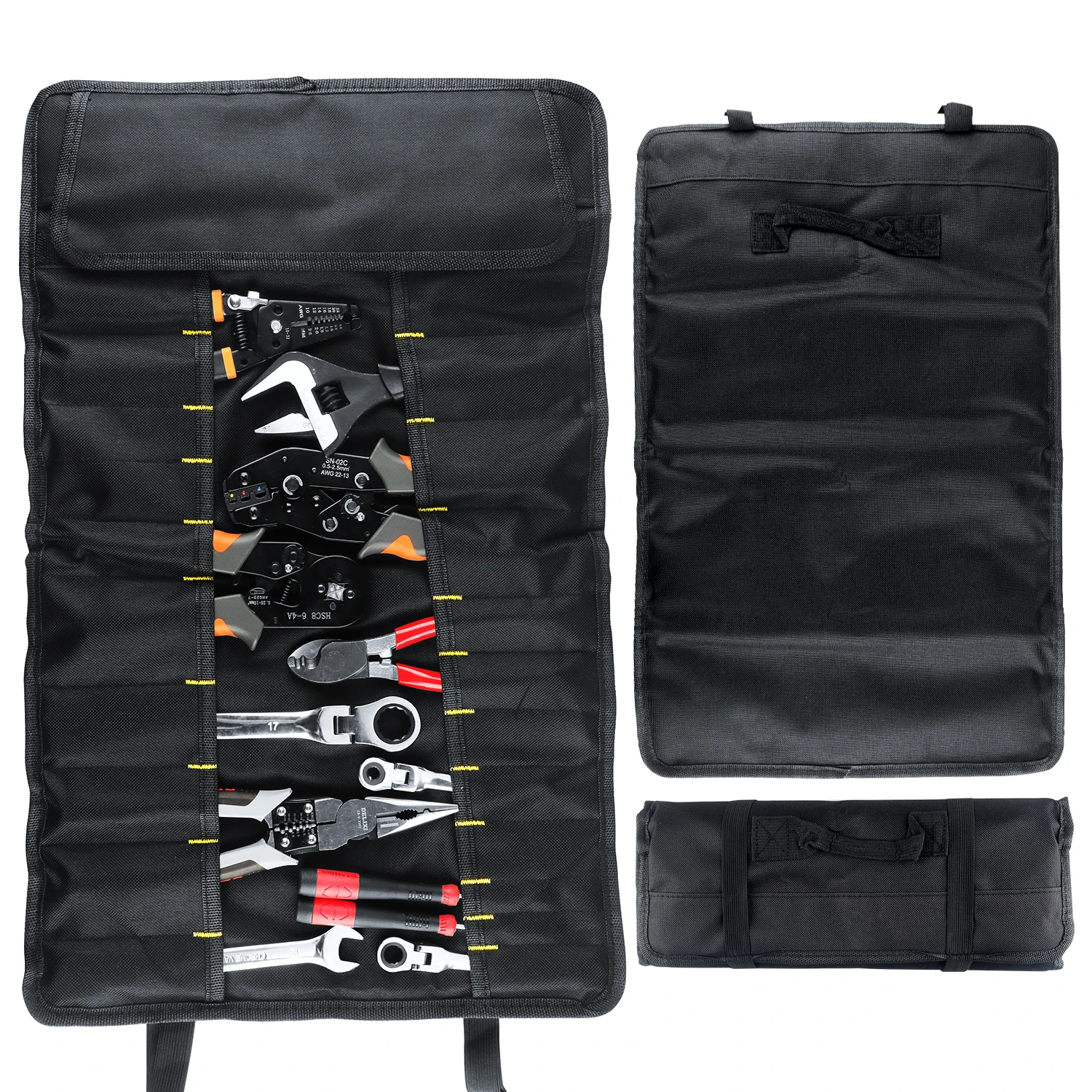 Sac à outils enroulable, sac à outils à 23 poches, sac à outils multi-usages portable, organiseur de kit d'outils, rangement pour tournevis et clés