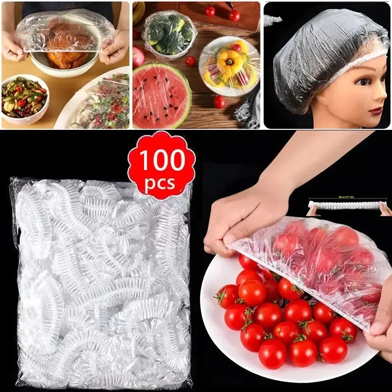 100/200 couvre-aliments jetables pour la conservation des aliments, couvre-aliments extensibles pour enfants, couvre-aliments en plastique élastique pratique