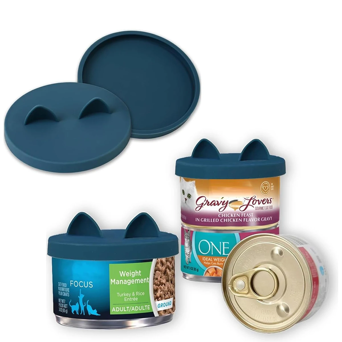 Couvre-boîte en silicone pour nourriture pour chat, accessoires d'alimentation pour animaux de compagnie, fournitures pour boîtes de nourriture pour animaux, couvercle pliable de taille moyenne pour boîtes de nourriture pour chat