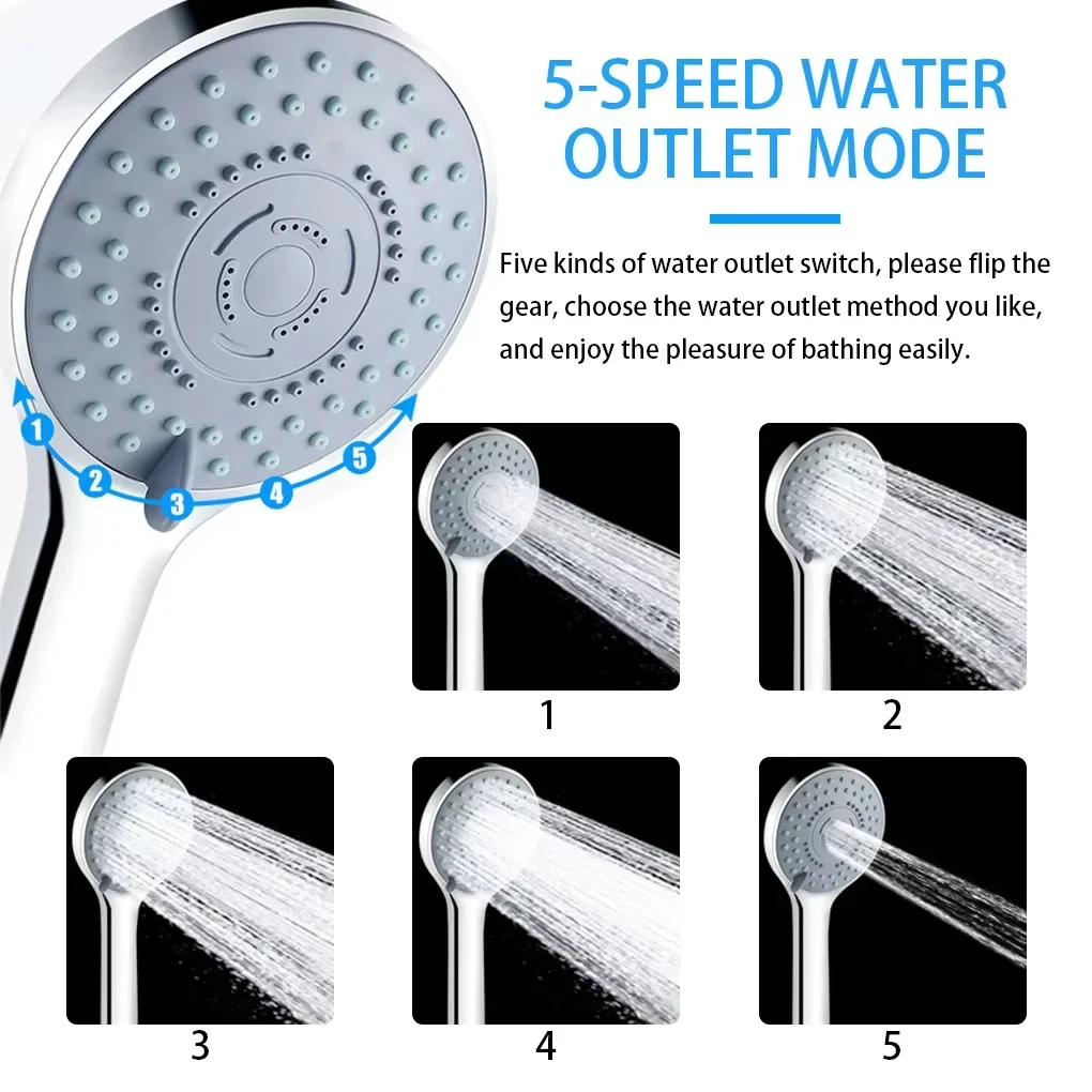 Pulvérisateur de salle de bains, pomme de douche à jet, économie d'eau, réglable à main, 5 Modes, douche SPA, pomme de bain, accessoires de salle de bains